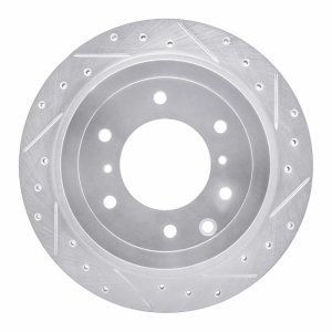 Mitsubishi Montero Brake Rotor (1) - Rear Right - R1 Concepts - Drilled & Slotted - Silver - `08-`14